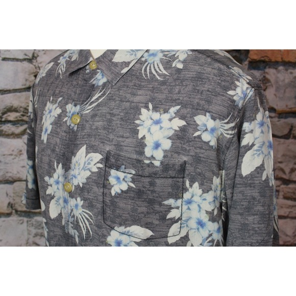 TOMMY BAHAMA Men's Hawaiian Camp Shirt All Silk Floral Pattern Short Sleeve 2XL - Picture 4 of 13